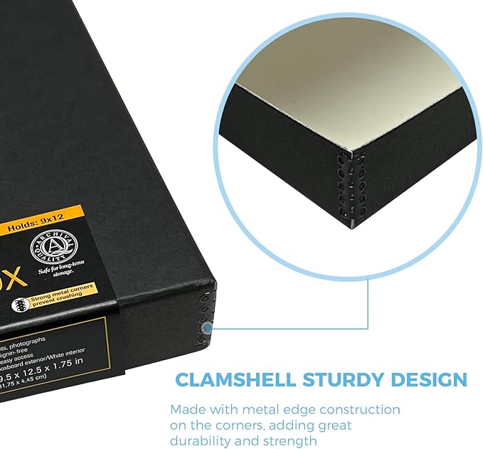 Lineco Archival Folio Storage Box. Metal Edge Archival Boxboard, Clamshell Lid. - Image 4