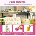 Dreecy Yard Sale Price Stickers Garage Sale Pre-Priced Price Tag Labels, 1920 PCS 3/4" Diameter Flea Market Pre-Printed Pricing Stickers for Retail,Bright Neon Colors (Pink Green Blue Yellow)