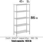 Regal Altair 18" Deep x 42" Wide x 86" Height Wire Shelving Kit | 5-Tier | NSF - Image 3
