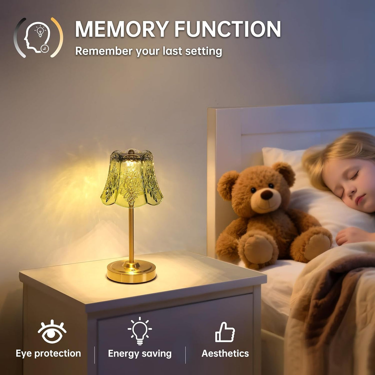 Shenmoyl Cordless Touch Table Lamp with 5200mAh Battery - 3 Adjustable Color ...
