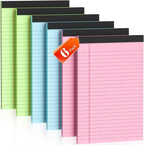 6 Pack Legal Pads 5x8 Note Pads College Ruled Notepad Pink/Green/Blue by Nichela