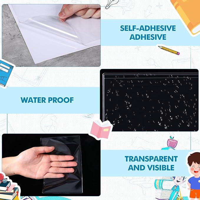 Outus Self Adhesive Shop Ticket Holders Clear Plastic Sleeves Adhesive Pockets - Image 4
