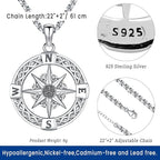 Compass Necklace for Women Men 925 Sterling Silver Pendant Urn Necklaces for - Image 2
