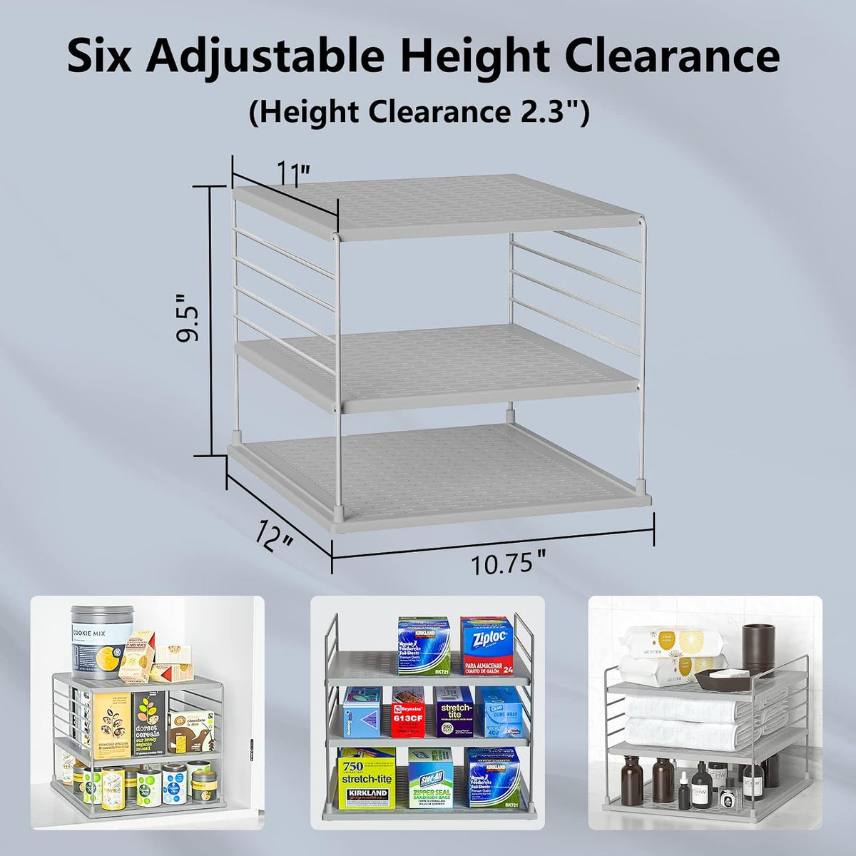 2 PACK Cabinet Organizer- Divided Compartment Holder for Foil and Plastic Wra...