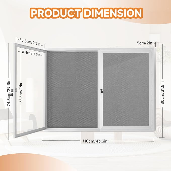 Enclosed Bulletin Board with Locking Door, Outdoor Bulletin Board Weatherproof - Image 2