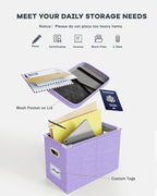 Oterri File Organizer Box with Lid, Hanging Filing File Box with Mesh Pocket - Image 4