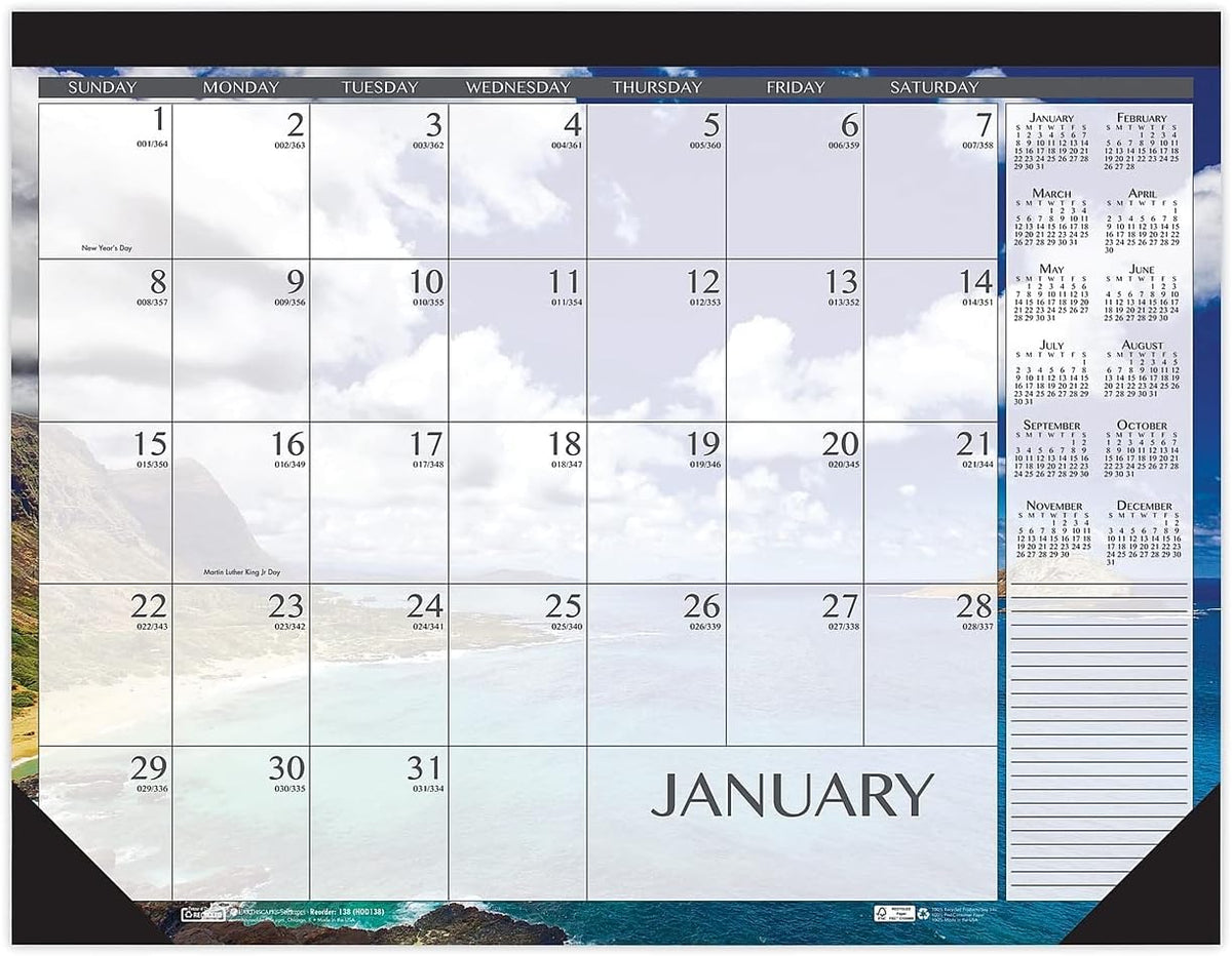 House of Doolittle Recycled Earthscapes Desk Pad Calendar, Seascapes Photogra...