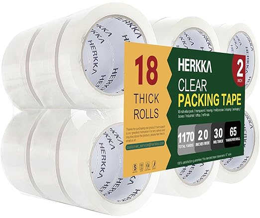 HERKKA Clear Packing Tape, 18 Rolls Heavy Duty Packaging Tape by HERKKA