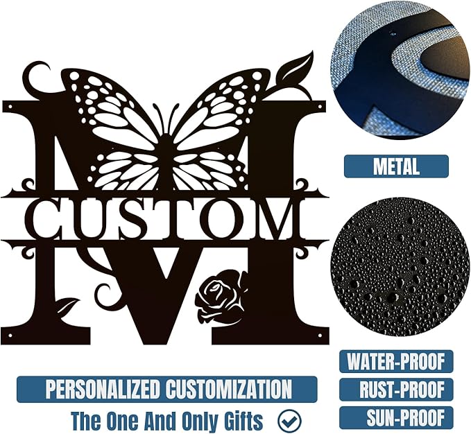 Personalized Custom Letter Name metal Signs, Custom Black Letter Monogram Wall - Image 6