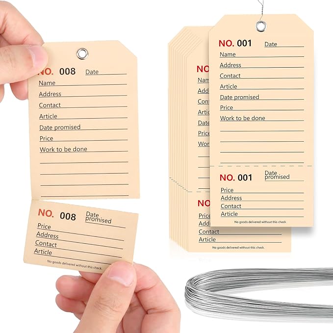 100 Pack Red Repair Tags with Wire Rope Service Repair Tags Numbered with Wire by XUWAIDSGN