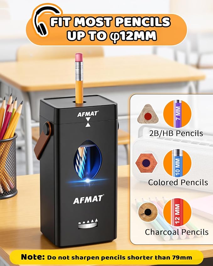 AFMAT Electric Pencil Sharpener, Fully Automatic Pencil Sharpener - Image 3