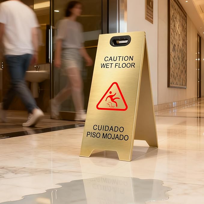 Kerty 2 Pack Stainless Steel Wet Floor Sign, 24 Inch Caution Wet Floor Sign - Image 5