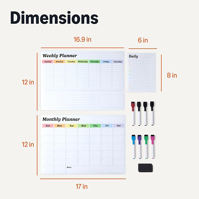 Amazon Basics Magnetic Dry Erase Calendar Whiteboard Set - Image 5