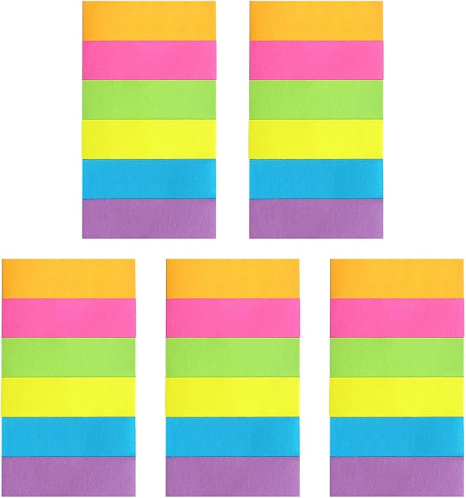 30 Pads 0.6x2 Inch Sticky Notes Flags Tabs Page Markers 6 Bright Color Sticky - Image 3
