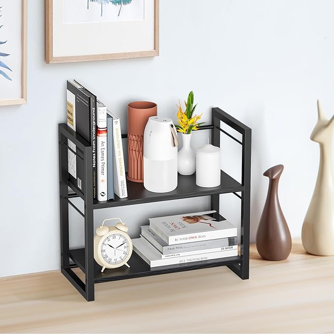 ART-GIFTREE Office Desk Shelf Organizer, Wood Desktop Bookshelf Supplies - Image 2