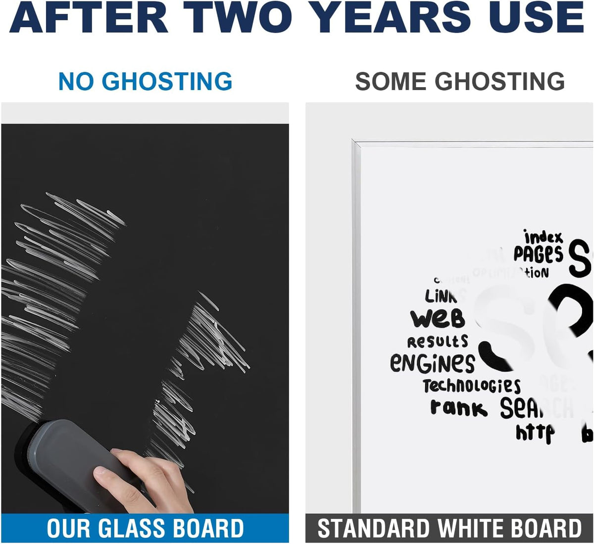 TSJ OFFICE White Board for Wall - 36" x 24" Black Glass Board 3 X 2 FT