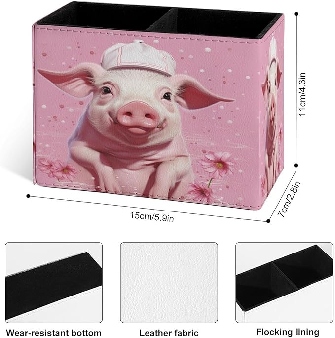 Famame Pig Pink with Hat Pencil Holder - Image 4