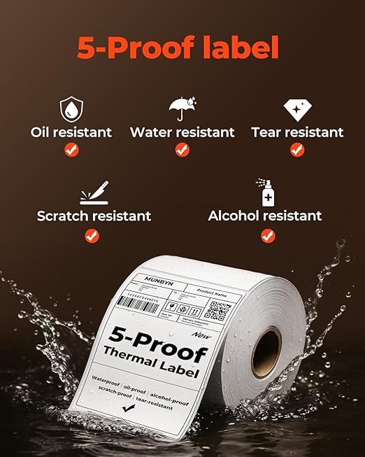MUNBYN 4"x6" Direct Thermal Shipping Labels, Durable Waterproof, Scratch-Proof - Image 3