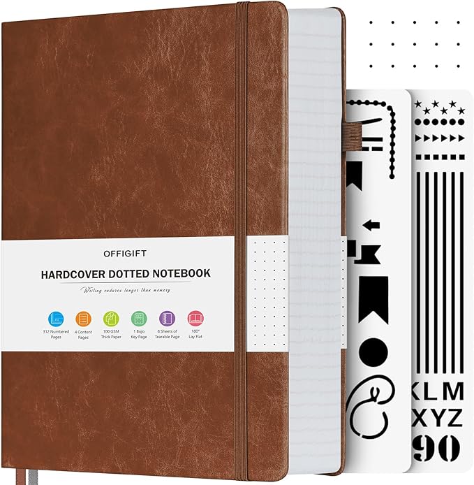 OFFIGIFT Bullet Dotted Journal Notebook, 312 Numbered Pages A5 Hardcover Dotted by OFFIGIFT