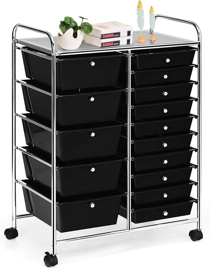 HAPPYGRILL 15-Drawer Rolling Cart, Storage Carts by HAPPYGRILL