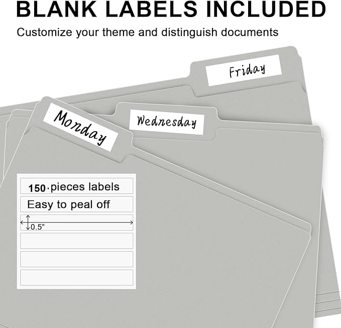 File Folder, RAZCC 150 Pack 1/3 Cut Tab File Folders Letter Size, Folders - Image 4