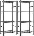 sakugi 2-pack 4-tier metal storage shelves, 18.4"x12.6"44.1", black, main product view