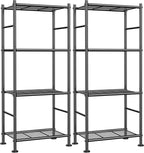 sakugi 2-pack 4-tier metal storage shelves, 18.4"x12.6"44.1", black, main product view