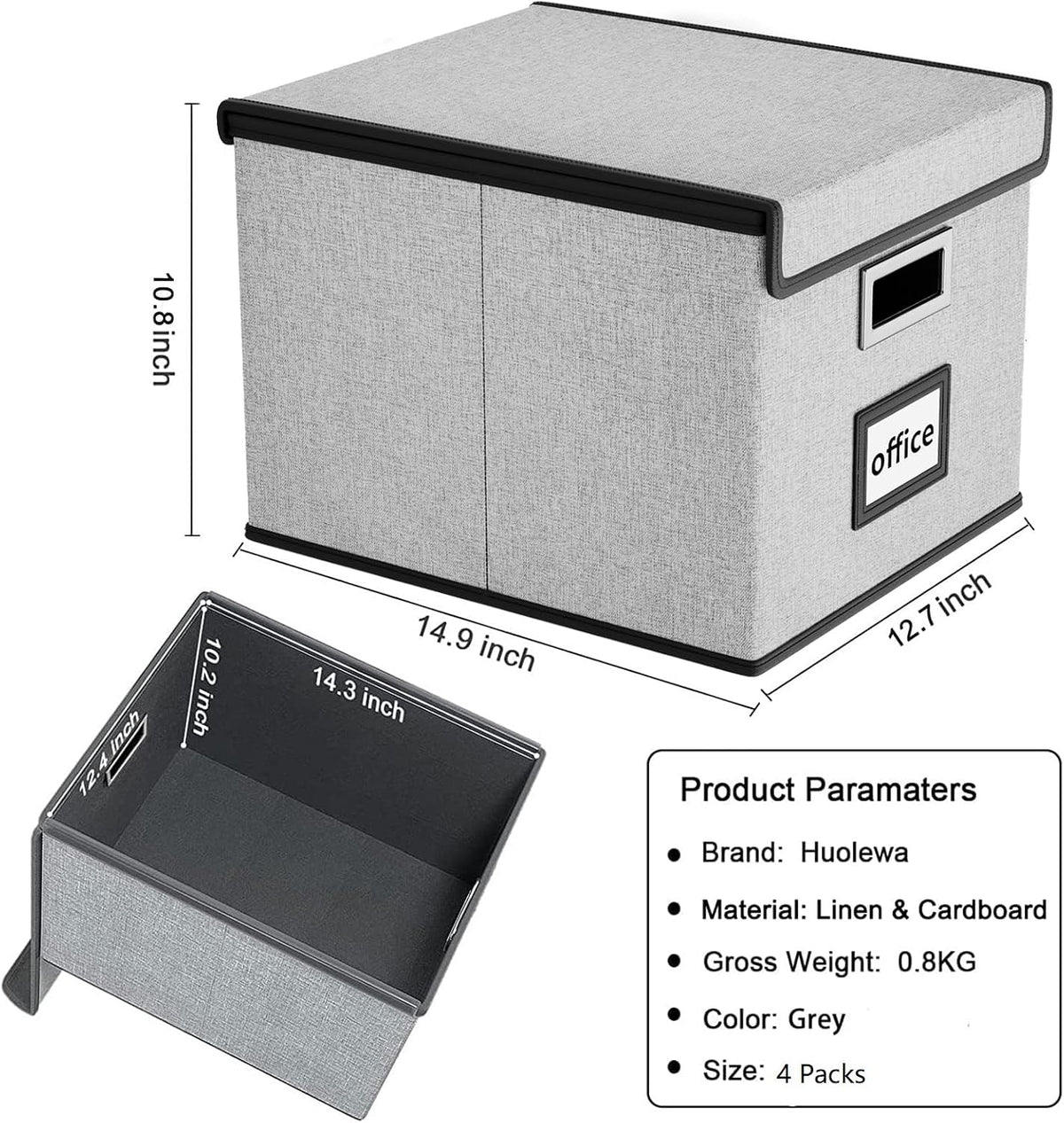 File Organizer Box with Lids, Collapsible File Folder Organizer