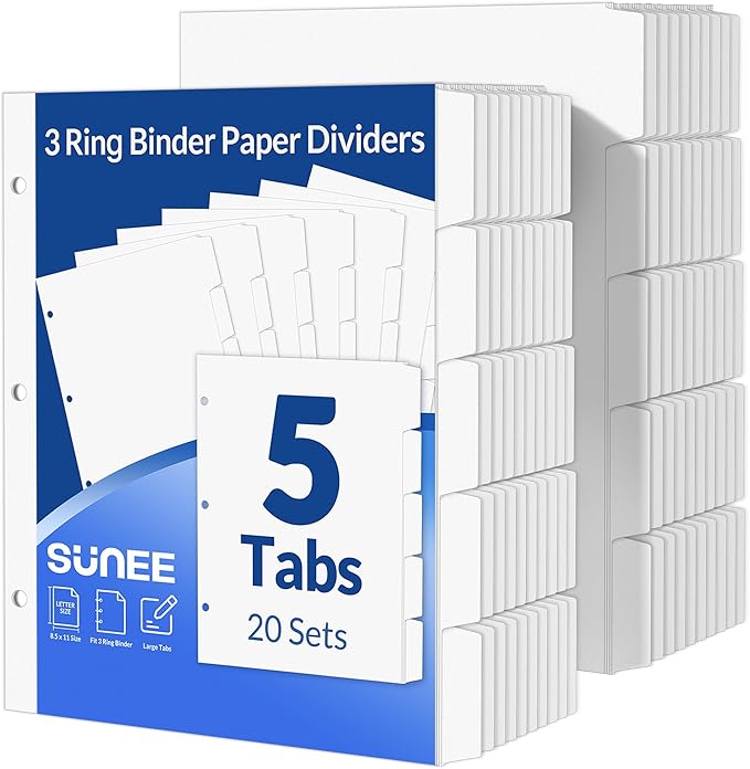 SUNEE Binder Dividers with Tabs by SUNEE