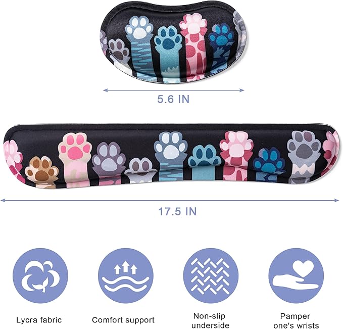 Hoewina Keyboard Wrist Rest, Ergonomic Wrist Rest, Superfine Fabric and Gel - Image 2