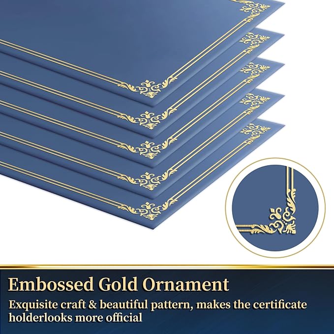 12 Packs Certificate Covers, Certificate Holders Gold Foil Border, - Image 4