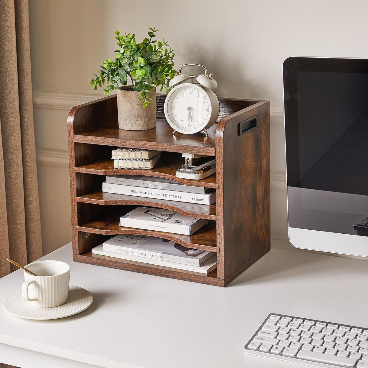 YMYNY Desktop File Organizer with Handle, Document Letter Mail Tray Sorter wi...