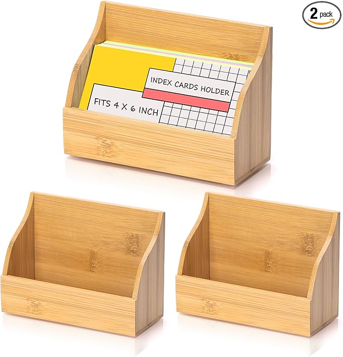 SHIQIKEJIPTY 2 Pack Wood Index Card Holder 4x6 Inch Index Card Box Notecard Box by SHIQIKEJIPTY
