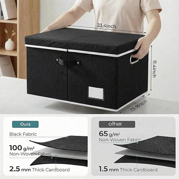 PRANDOM Storage Boxes with Lids Fabric Collapsible Storage Bins Organizer - Image 2
