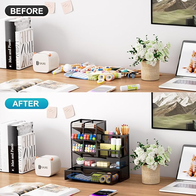 Marbrasse Mesh Pen Holder for Desk, Desk Organizers and Accessories for Office - Image 3