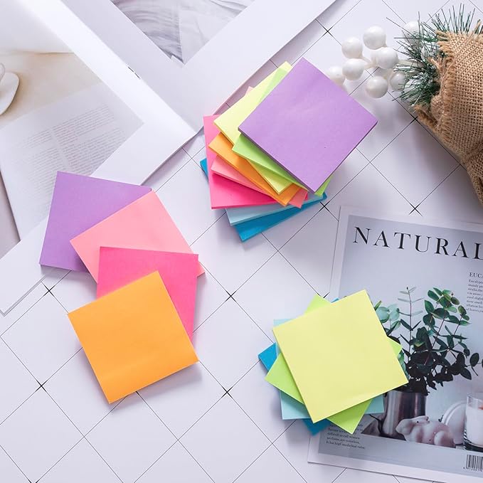 Sticky Notes 3x3, Self-Stick Pads Bright Colors Sticky Note, Recyclable - Image 5