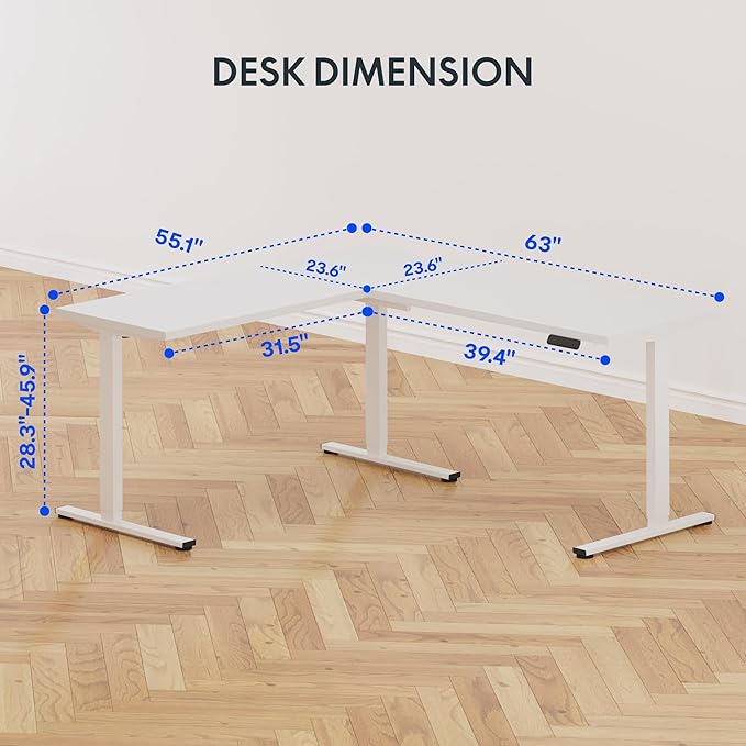 FLEXISPOT L Shaped Standing Desk, 63 x 55 Inch Electric Height Adjustable - Image 3