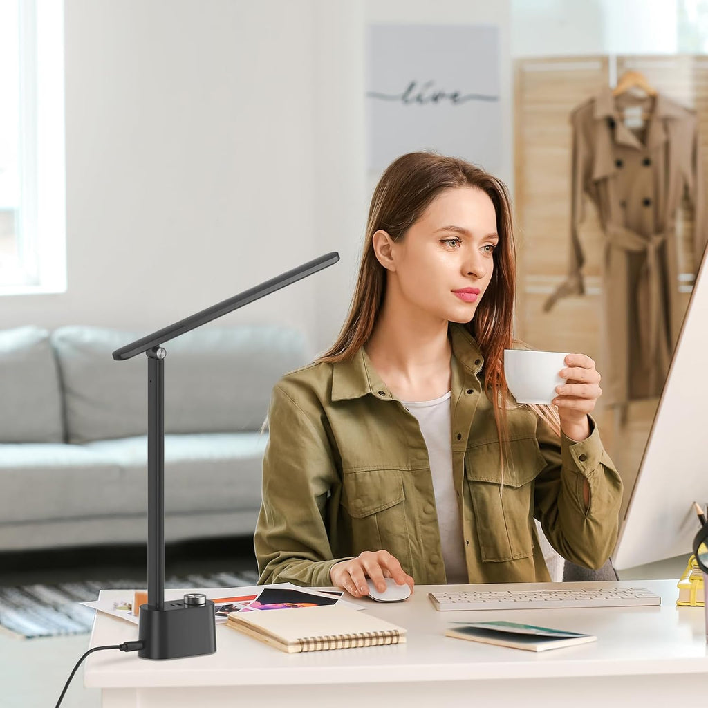 honeywell h01 pro led desk lamp, foldable desk, front angle view