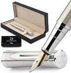 Wordsworth & Black Fountain Pen Set, Bent Nib, Includes 24 Pack Ink Cartridges by WordsworthBlack