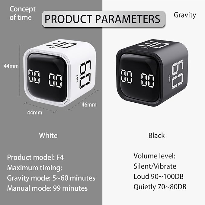 VEWINGL Cube Productivity Timer, 5/10/30/60 Min Presets + Custom Countdown - Image 7