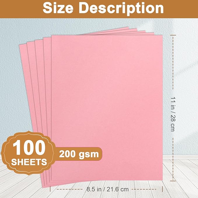 Silunkia 100 Sheets Candy Pink Cardstock 8.5 x 11 Crafting Paper, 200gsm/75lb - Image 2