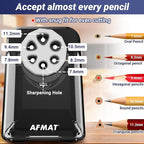 AFMAT Electric Pencil Sharpener Heavy Duty, 6 Holes, Auto Stop Pencil Sharpeners - Image 2