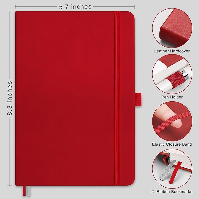 RETTACY Bullet Dotted Journal Notebook, 256 Pages, A5 Medium Size, Leather - Image 2