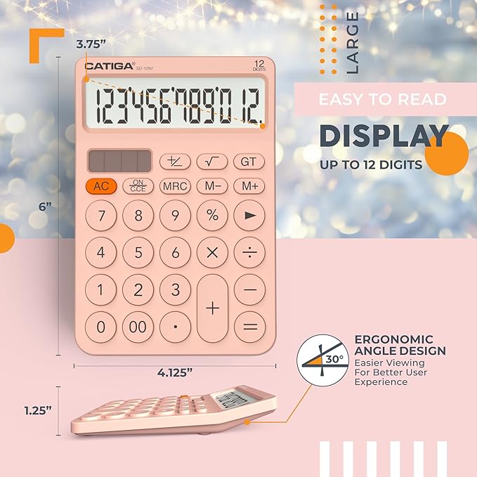 CATIGA 12 Digit Desktop Calculator Basic Desk Calculator - Image 4