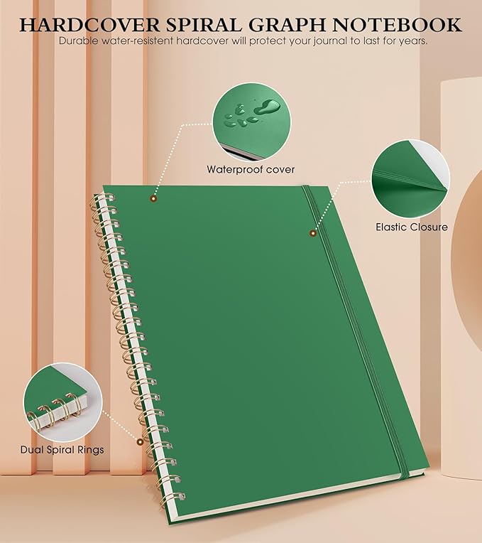 Graph Paper Notebook, Spiral Notebook Journal 8.5” x 11”, A4 Large Grid - Image 3