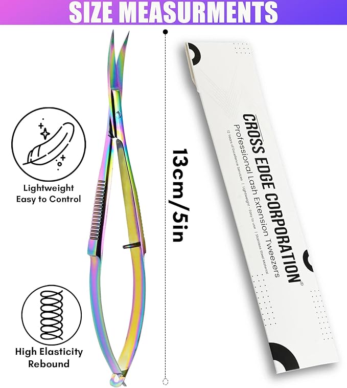 Cross Edge Curved Spring Scissors 5 Inch Stainless Steel Precision Eyebrow & - Image 4
