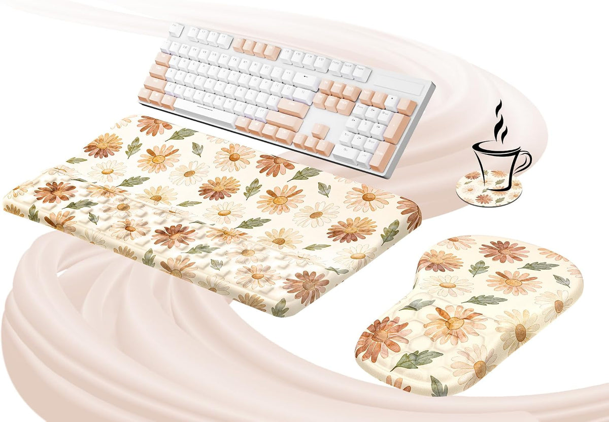 Ospelelf Keyboard Wrist Rest and Mouse Pad Set, Ergonomic Memory Foam Wrist S...