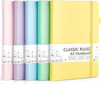 feela 5 Pack Notebooks Journals Bulk, Hardcover Classic Ruled Lined Journals by feela