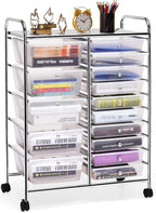 COSTWAY 15 Drawer Rolling Storage Cart, Utility Tools Paper Organizer on Wheels by COSTWAY