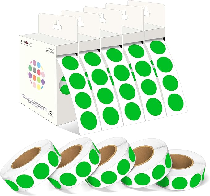 PARLAIM 3/4 Inch Round Permanent Adhesive Color-Code Dot Stickers, 10000 by PARLAIM